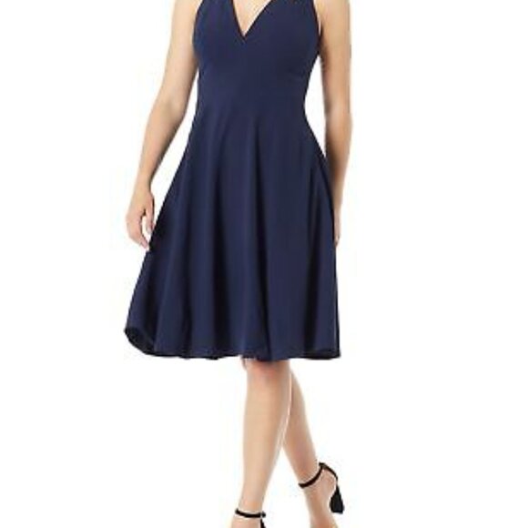 Dress The Population Fit & Flare Dress, Peacock Blue, size XL - Picture 1 of 6